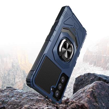 For Hybrid Dual Layer with 360° Rotate Magnetic Ring Stand Holder Kickstand TPU Rugged PC Shockproof Blue Tablet Case Cover