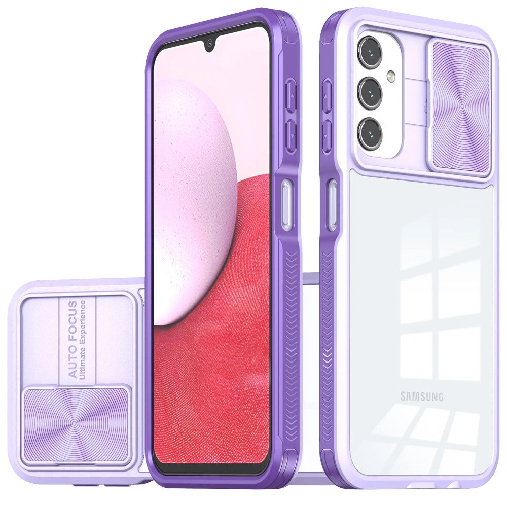 For Samsung Galaxy S25 Fan Edition /Galaxy S25 FE Hybrid Cases with Sliding Camera Cover Transparent Shockproof Bumper TPU Protective Case Cover Purple