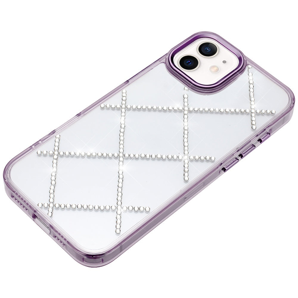 For Apple iPhone 16 (6.1") Gem Glitter Diamond Bling Clear Hybrid TPU Cover, Colorful Shockproof Protective Back, Slim Fit for Women Girls Case Cover