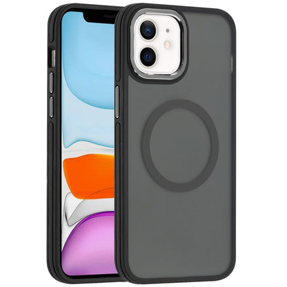 For Apple iPhone 16 Pro (6.3") Frosted Translucent Back Hybrid with Magnetic Circle MagSafe Compatible, Military Grade Shockproof Case Cover