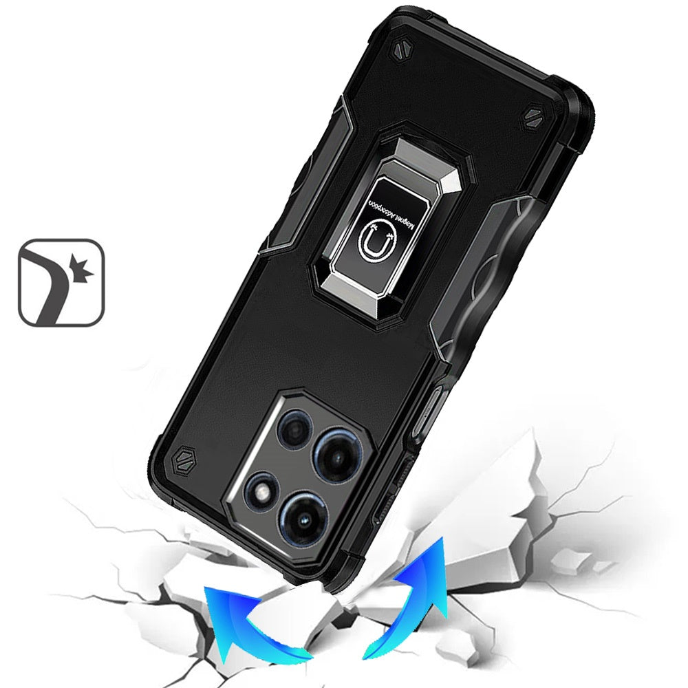 For Motorola Moto G 5G 2025 Hybrid Stand Magnetic Ring Holder Kickstand Heavy Duty Rugged Drop Silicone & Hard PC Shockproof Case Cover