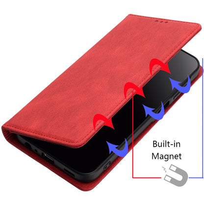 For Apple iPhone 16 Pro (6.3") Premium Wallet PU Vegan Leather ID Credit Card Slot Money Holder with Magnetic Closure Pouch Flip Case Cover Red