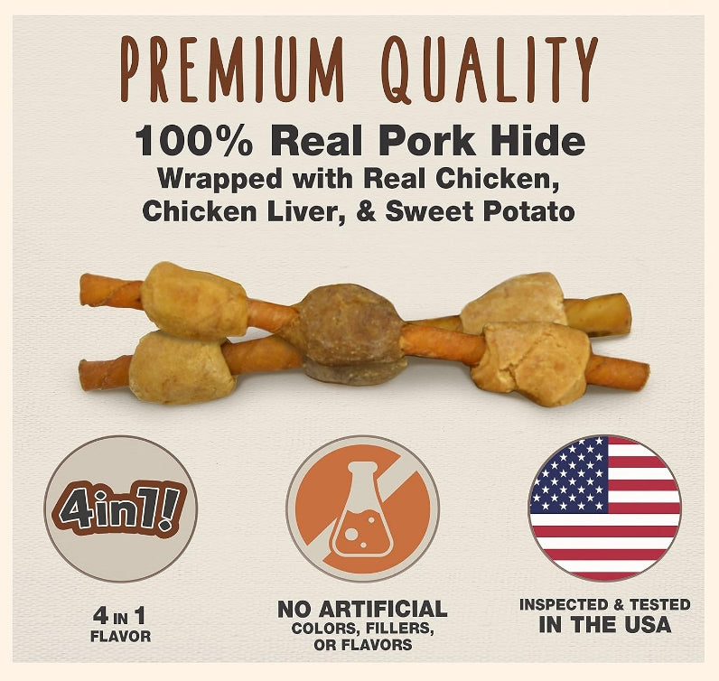 Cadet Gourmet Pork Hide Shish Kabobs [Dog Supplies] 18 count