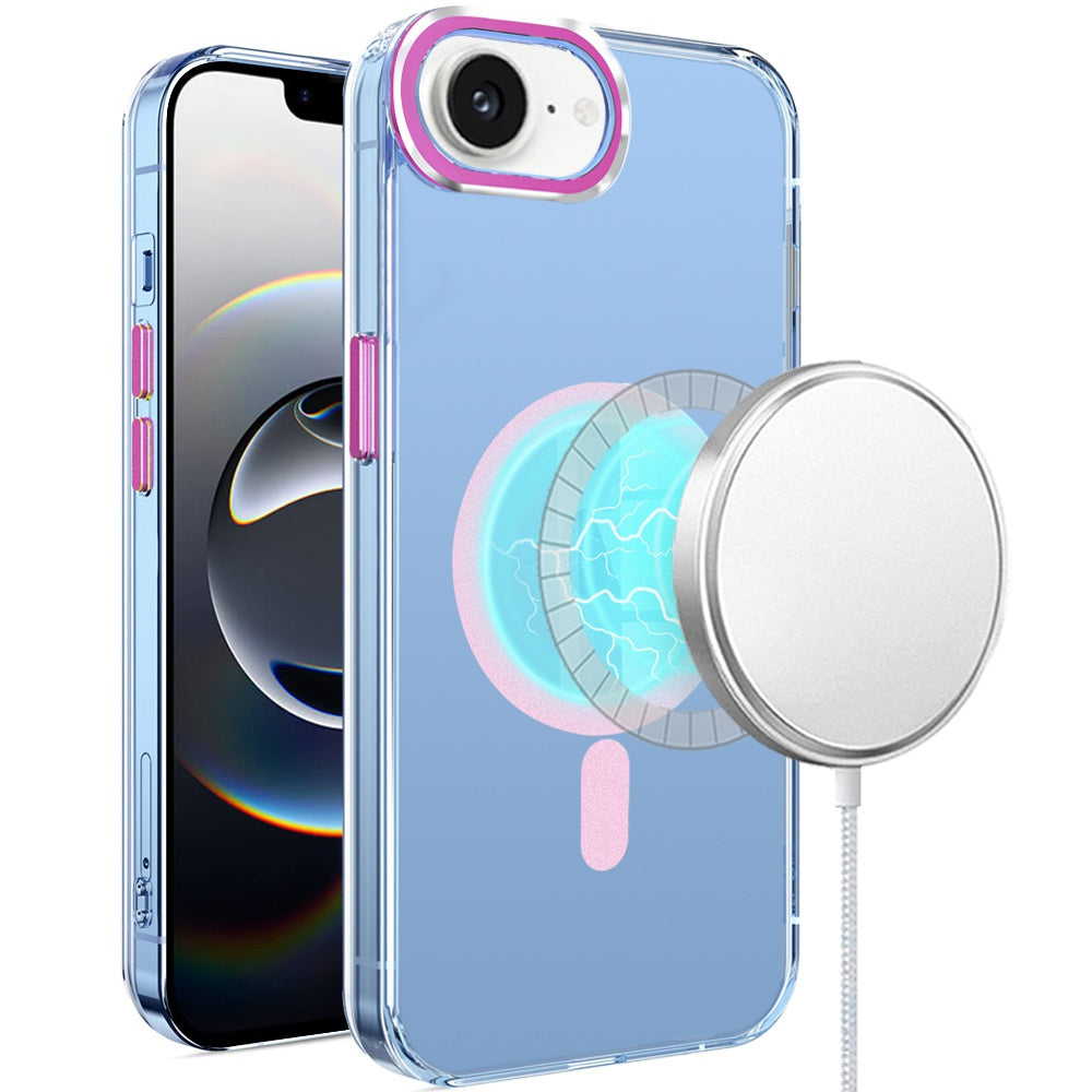 For Apple iPhone 16e Clear Transparent Case Matching Circle Design, Hybrid TPU Hard Shell, Support Magsafe Charger Case Cover