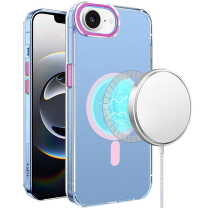 For Apple iPhone 16e Clear Transparent Case Matching Circle Design, Hybrid TPU Hard Shell, Support Magsafe Charger Case Cover