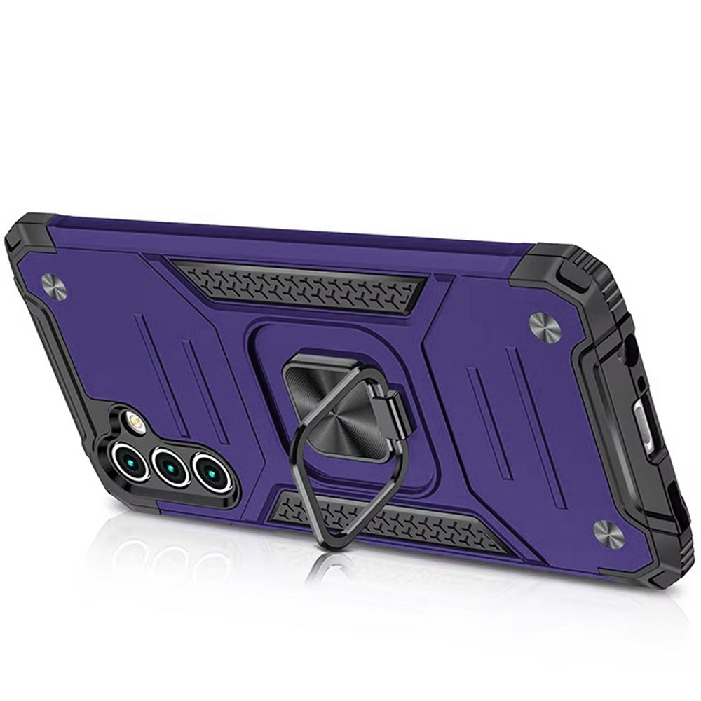 For Samsung Galaxy S25 Fan Edition /Galaxy S25 FE Armor Hybrid Magnetic Stand with Ring Holder Kickstand Shockproof Heavy-Duty Durable Rugged TPU Dual Layer Case Cover Purple