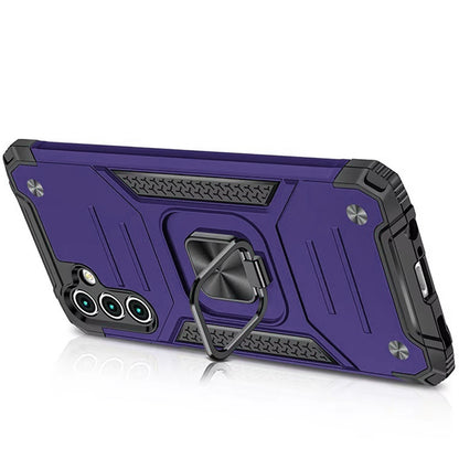 For Samsung Galaxy S25 Fan Edition /Galaxy S25 FE Armor Hybrid Magnetic Stand with Ring Holder Kickstand Shockproof Heavy-Duty Durable Rugged TPU Dual Layer Case Cover Purple