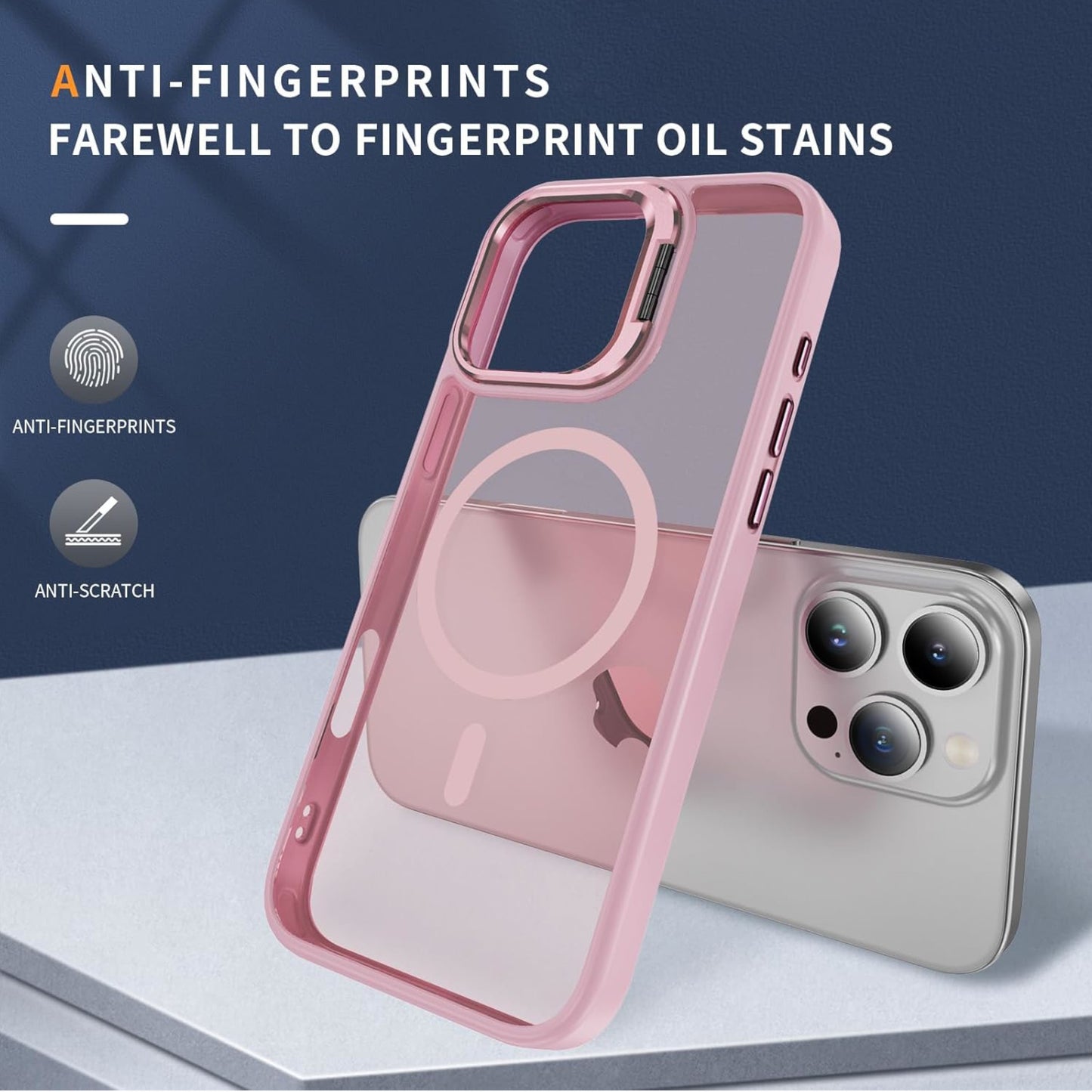 For Apple iPhone 17 Pro Max Clear Back Hybrid with MagSafe Compatible Metal Camera Stand Colorful Bumper Frame Shockproof Case Cover