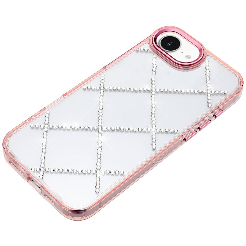 For Apple iPhone 16e Gem Glitter Diamond Bling Clear Hybrid TPU Cover, Colorful Shockproof Protective Back, Slim Fit for Women Girls Case Cover