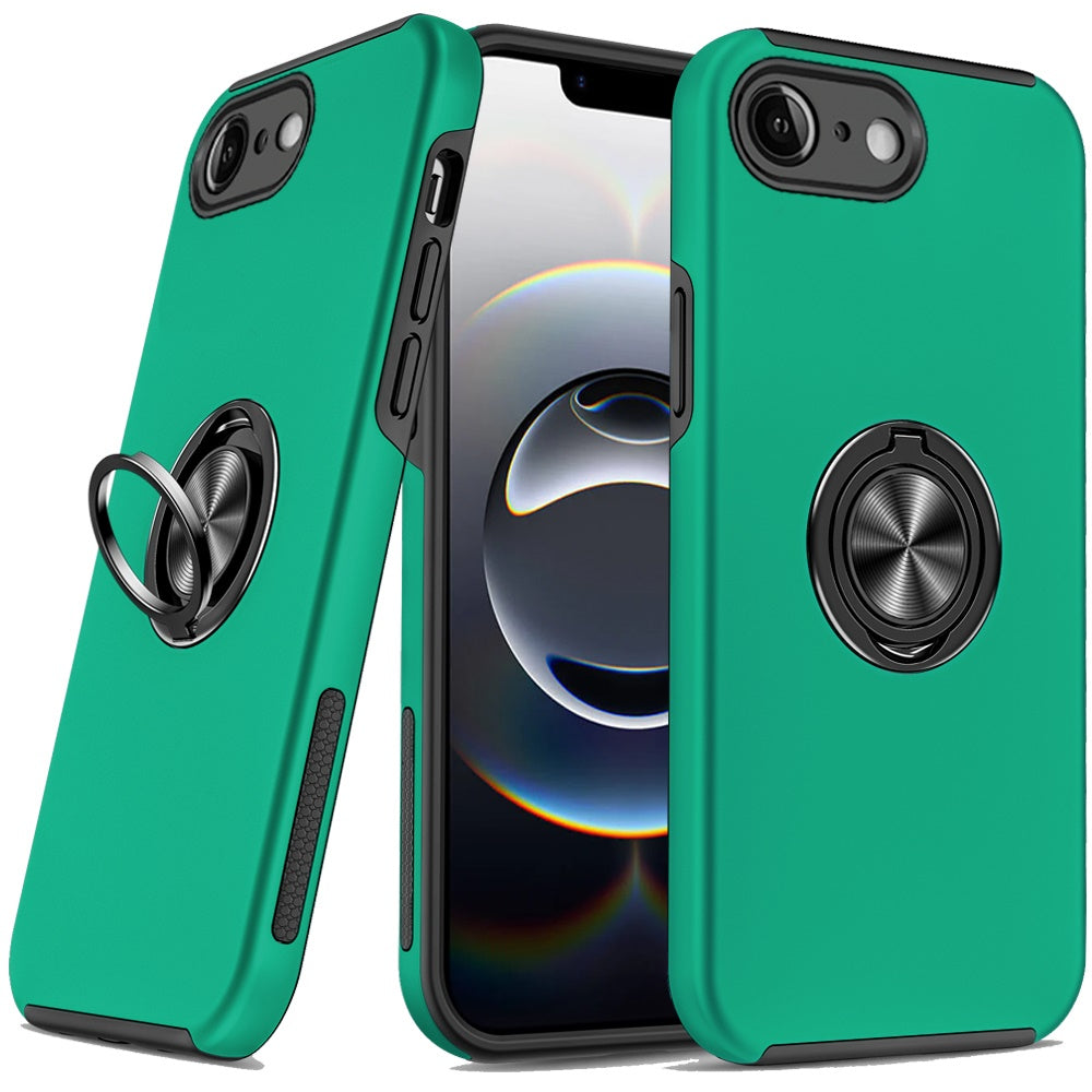 For Samsung Galaxy S25 EDGE Hybrid 360 Degree Rotatable Metal Invisible Ring Stand Holder Slim Fit Magnetic Car Mount Shockproof Case Cover Green