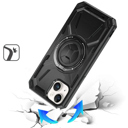 For Apple iPhone 12 /12 Pro Hybrid Magnetic Ring and 360° Rotational Kickstand with MagSafe Compatible, Military Grade Drop Protection Case Cover Black