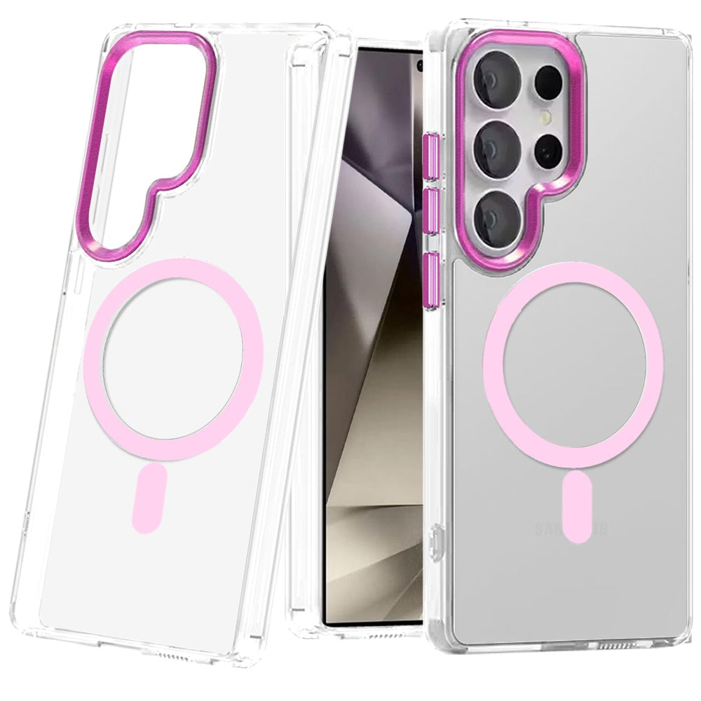 For Samsung Galaxy S25 Ultra Clear Transparent Case Matching Circle Design, Hybrid TPU Hard Shell, Support Magsafe Charger Case Cover