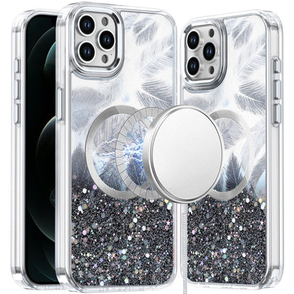 For Apple iPhone 14 Pro Max Epoxy Glitter Shimmer Fashion Case with Magnetic Magsafe Compatible Hybrid Sparkling Slim Protective Case Cover