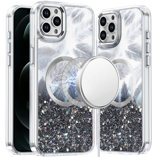 For Apple iPhone 14 Pro Max Epoxy Glitter Shimmer Fashion Case with Magnetic Magsafe Compatible Hybrid Sparkling Slim Protective Case Cover