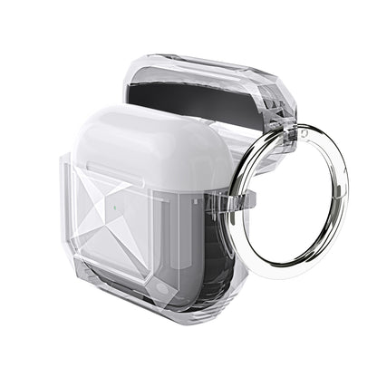 For Airpods Pro 3 (2025) Transparent Diamond Clear Design Shock-Resistant Dustproof [Visible Front LED] [Wireless Charging] with Carabiner Case Cover