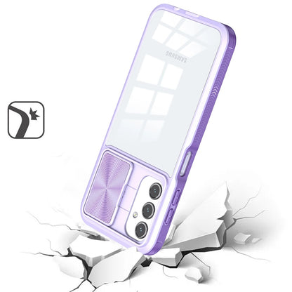For Samsung Galaxy S25 Fan Edition /Galaxy S25 FE Hybrid Cases with Sliding Camera Cover Transparent Shockproof Bumper TPU Protective Case Cover Purple