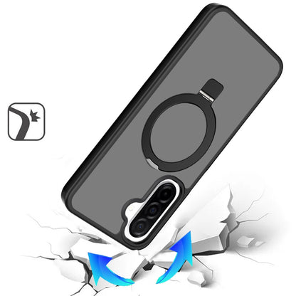 For Samsung Galaxy S25 Fan Edition /Galaxy S25 FE Magnetic Circle Back with Ring Stand Full Rotation Matte Hybrid Shockproof Case Cover