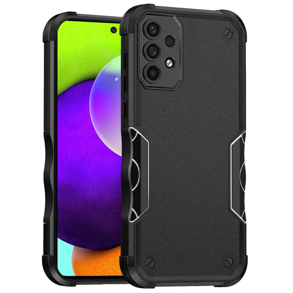 For Samsung Galaxy A52 5G Slim Tough Shockproof Hybrid Heavy Duty 2in1 Dual Layer TPU Bumper Rugged Rubber Defend Armor Case Cover Black