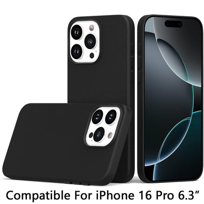 For Apple iPhone 16 Pro (6.3") PU Leather with inner Magnetic Circle Compatible with MagSafe, Rubber TPU Colored Metal Buttons Case Cover