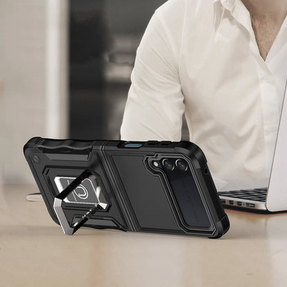 For Samsung Galaxy Z Fold 7 Hybrid Stand Magnetic Ring Holder Kickstand Heavy Duty Rugged Drop Silicone & Hard PC Shockproof Case Cover Black