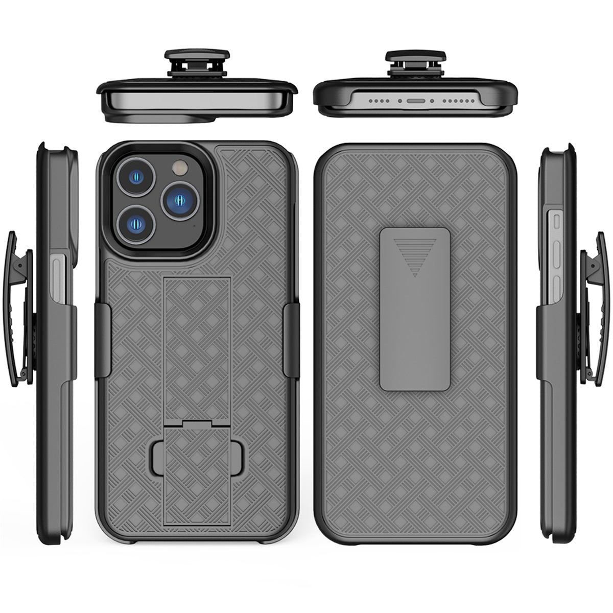 For Samsung Galaxy S25+ /S25 Plus /S24+ Plus Hybrid Slim 3-in-1 Shockproof Armor with Kickstand Holster Combo & Swivel Belt Clip Case Cover Black