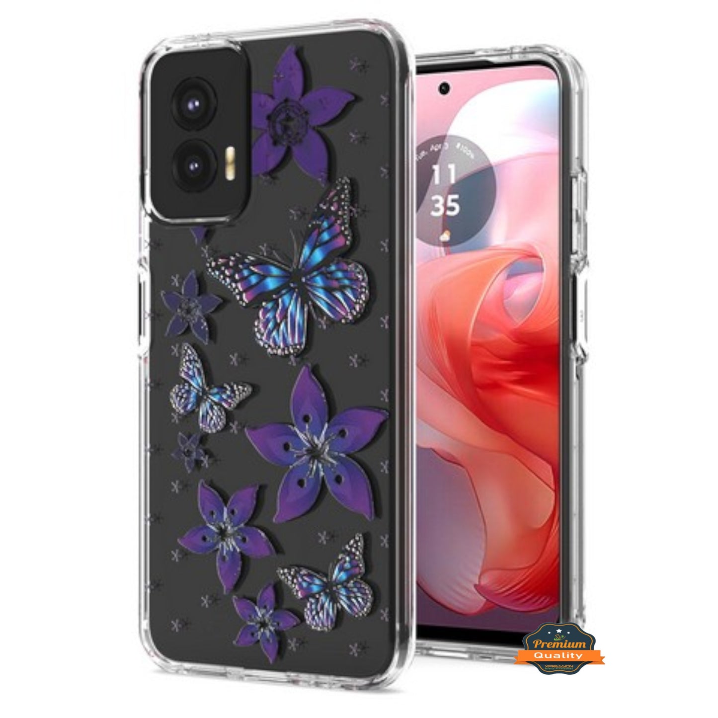 For Motorola Moto G 5G 2025 Hybrid Clear Frame with Trendy Pattern Design, Shockproof Hard Back & TPU Rubber Case Cover
