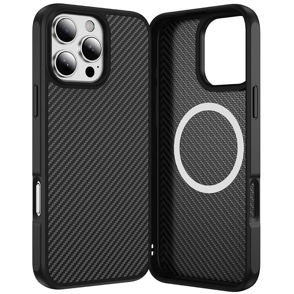 For Apple iPhone 11 Carbon Fiber Design with Magnetic HQ 2.0mm Thick Hybrid Shockproof Rubber Hard PC Case Cover Black
