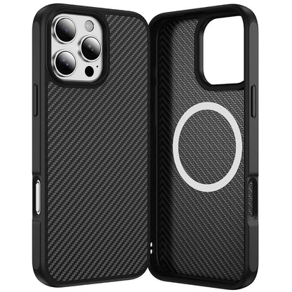 For Samsung Galaxy S24 Ultra Carbon Fiber Design with Magnetic HQ 2.0mm Thick Hybrid Shockproof Rubber Hard PC Case Cover Black