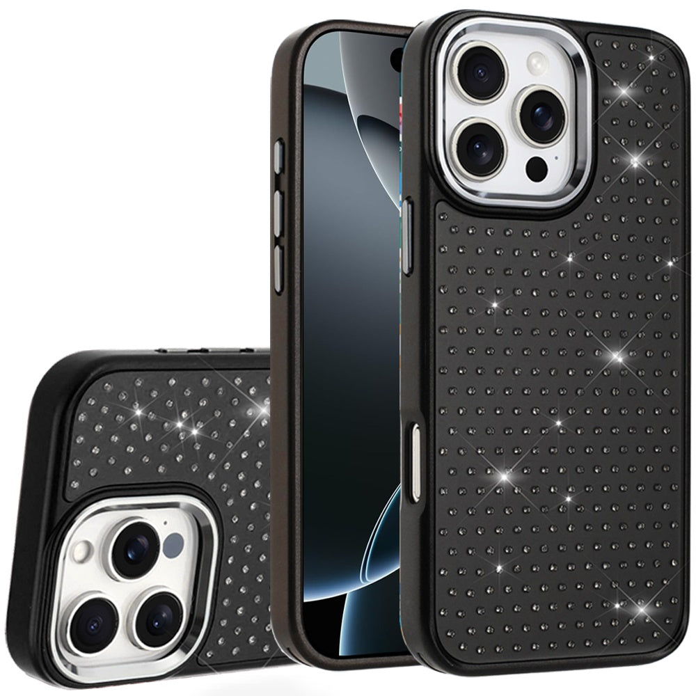 For Samsung Galaxy A17 5G Bling Diamond Metallic, Full Sparkle Chrome Edged Hybrid Protective Shockproof Case Cover