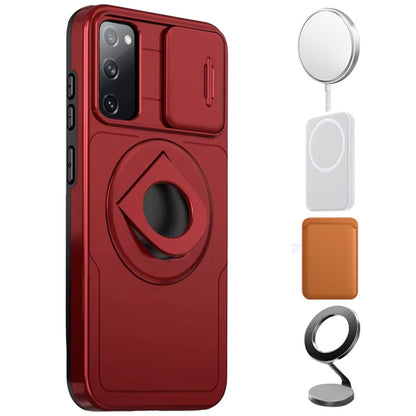 For Samsung Galaxy S23 Ultra Full Coverage with Camera Window, Magnetic Circle, Rotatable Ring Stand, MagSafe Compatible, Shockproof Hybrid Protectiv Case Cover
