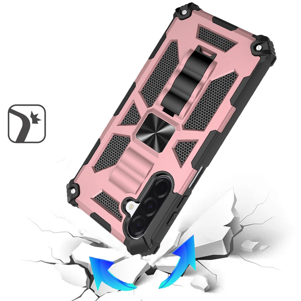 For Samsung Galaxy A17 5G Hybrid Shockproof [Military Grade] Rugged Protective with Magnetic Car Mount & Invisible Stand Case Cover