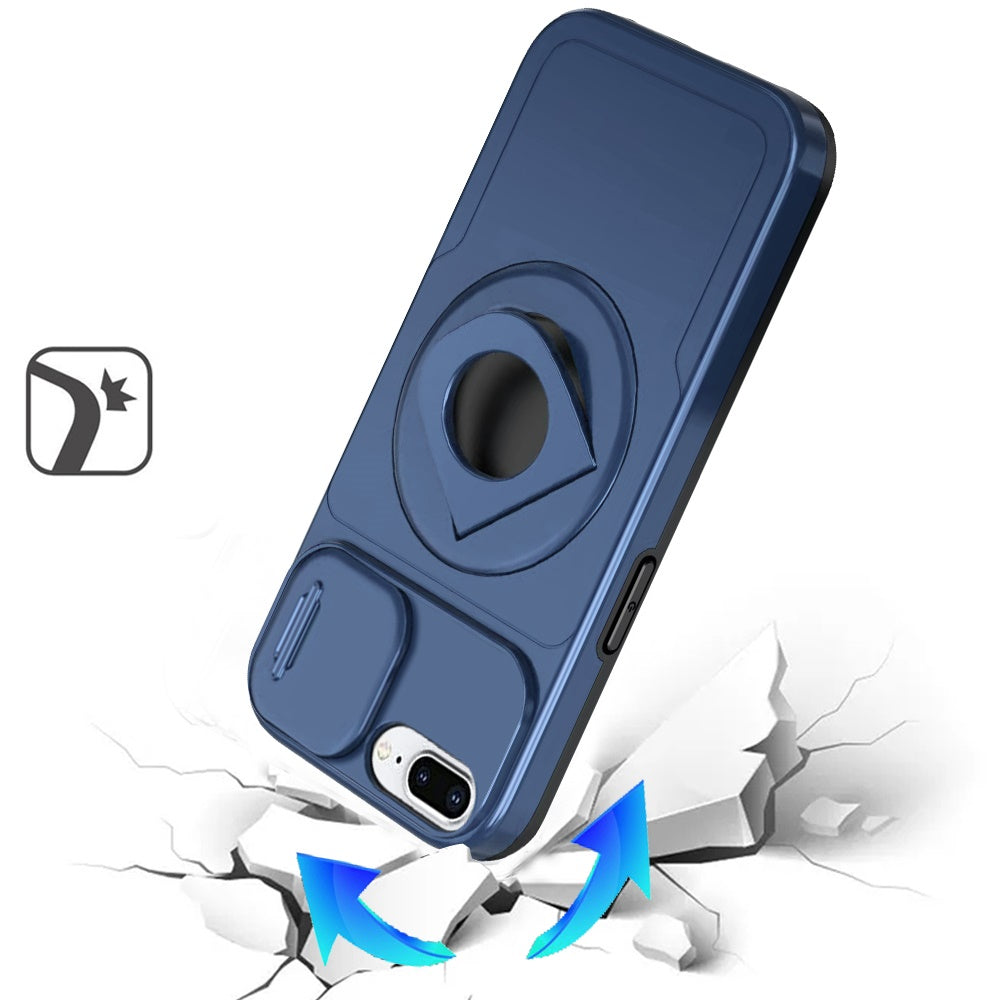 For Apple iPhone 8 Plus /7 Plus Full Coverage with Camera Window, Magnetic Circle, Rotatable Ring Stand, MagSafe Compatible, Shockproof Hybrid Protectiv Case Cover