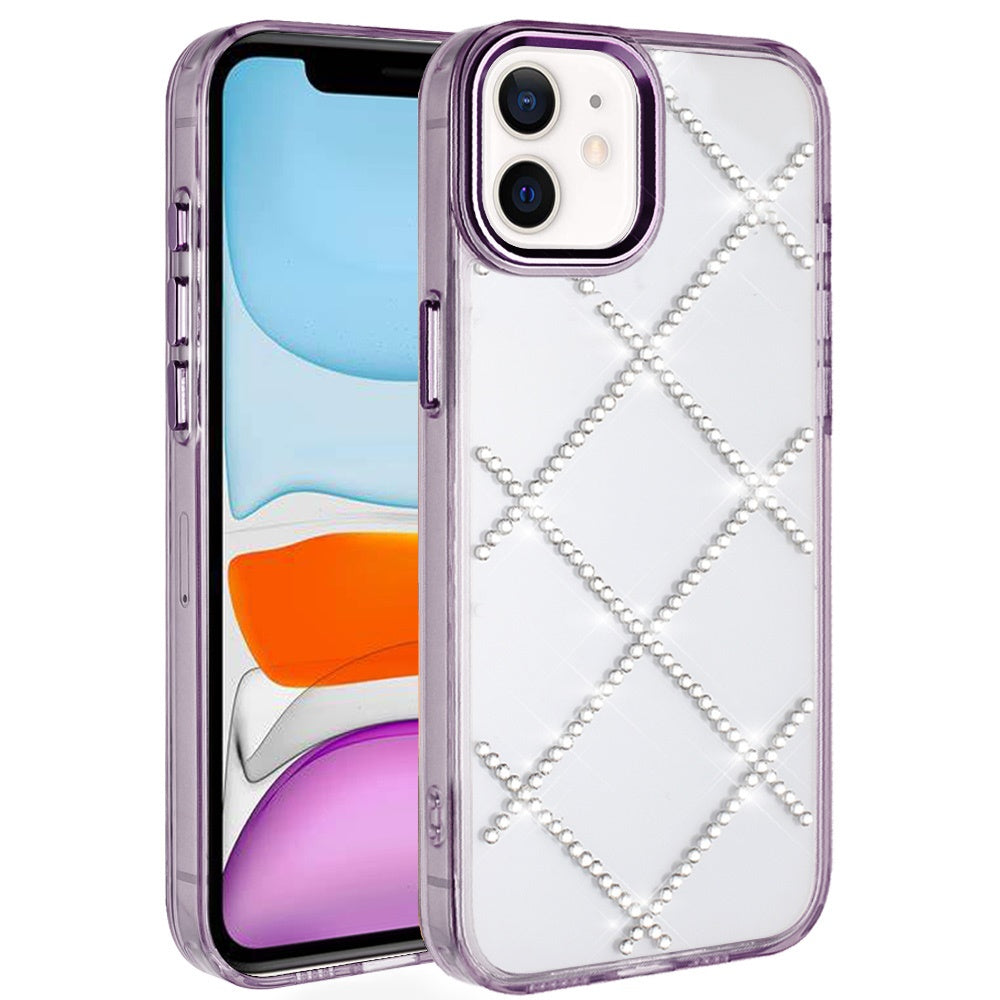 For Apple iPhone 16 (6.1") Gem Glitter Diamond Bling Clear Hybrid TPU Cover, Colorful Shockproof Protective Back, Slim Fit for Women Girls Case Cover