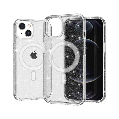 For Apple iPhone 16 (6.1") Premium Glitter Shiny Sparkle Bling [MagSafe Compatible] TPU Rubber Hard PC Back Hybrid Case Cover