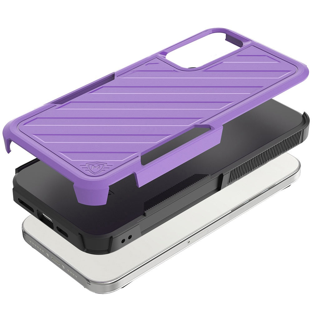 For Apple iPhone 16e Hybrid lined shockproof dual layer Rugged 2in1 Hard PC & Silicone TPU Non Slip Textured Tough Armor Case Cover Purple