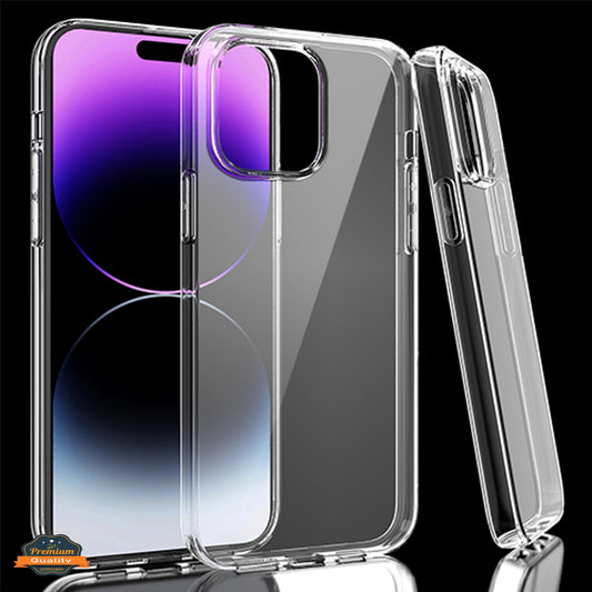 For Apple iPhone 15 Pro Max (6.7") Slim Transparent Silicone Soft Flexible TPU Gel Rubber Candy Gummy Protective Hybrid Clear Phone Case Cover