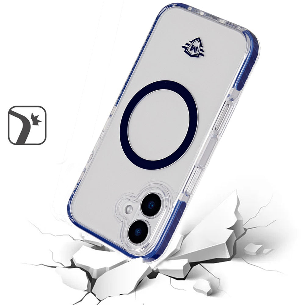 For Apple iPhone 16 Plus (6.7") Premium Hybrid Clear TPU Circle Magnetic [Compatible with MagSafe] Shockproof Color Frame Bumper Case Cover