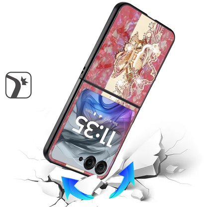 For Motorola Razr Ultra 2025 Diamonds 3D Butterfly Bling Sparkly Glitter Ornaments Engraving Hybrid with Stand Fashion Case Cover Enchanted Butterfly Red