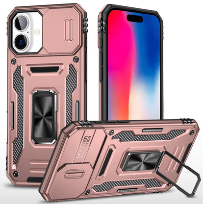 Apple iPhone 15 (6.1") Hybrid Case with Rotation Ring Stand Shockproof & Camera Window TPU Armor Dropproof