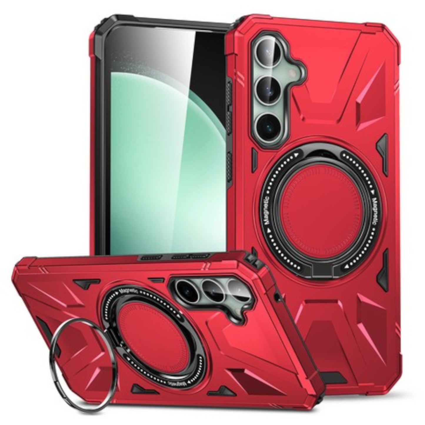 For Samsung Galaxy S25+ S25 Plus /S24+ Tough Shockproof Hybrid Magnetic Large Rotating Ring Stand Compatible with MagSafe Case Cover