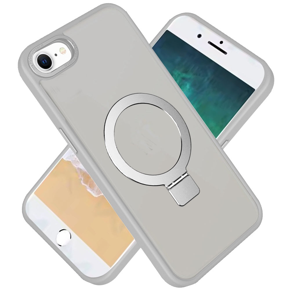 For Apple iPhone 16e Magnetic Metal Matte with Built-in MagSafe Stand, Hybrid Shockproof Armor, TPU Frame Case Cover