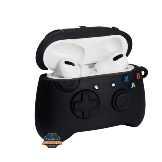 For Airpods Pro 3 Hybrid Cute 3D Fun Design Silicone Skin Cartoon Animal with Keychain Buckle Holder Rubber TPU Soft Case Cover Game Console Black