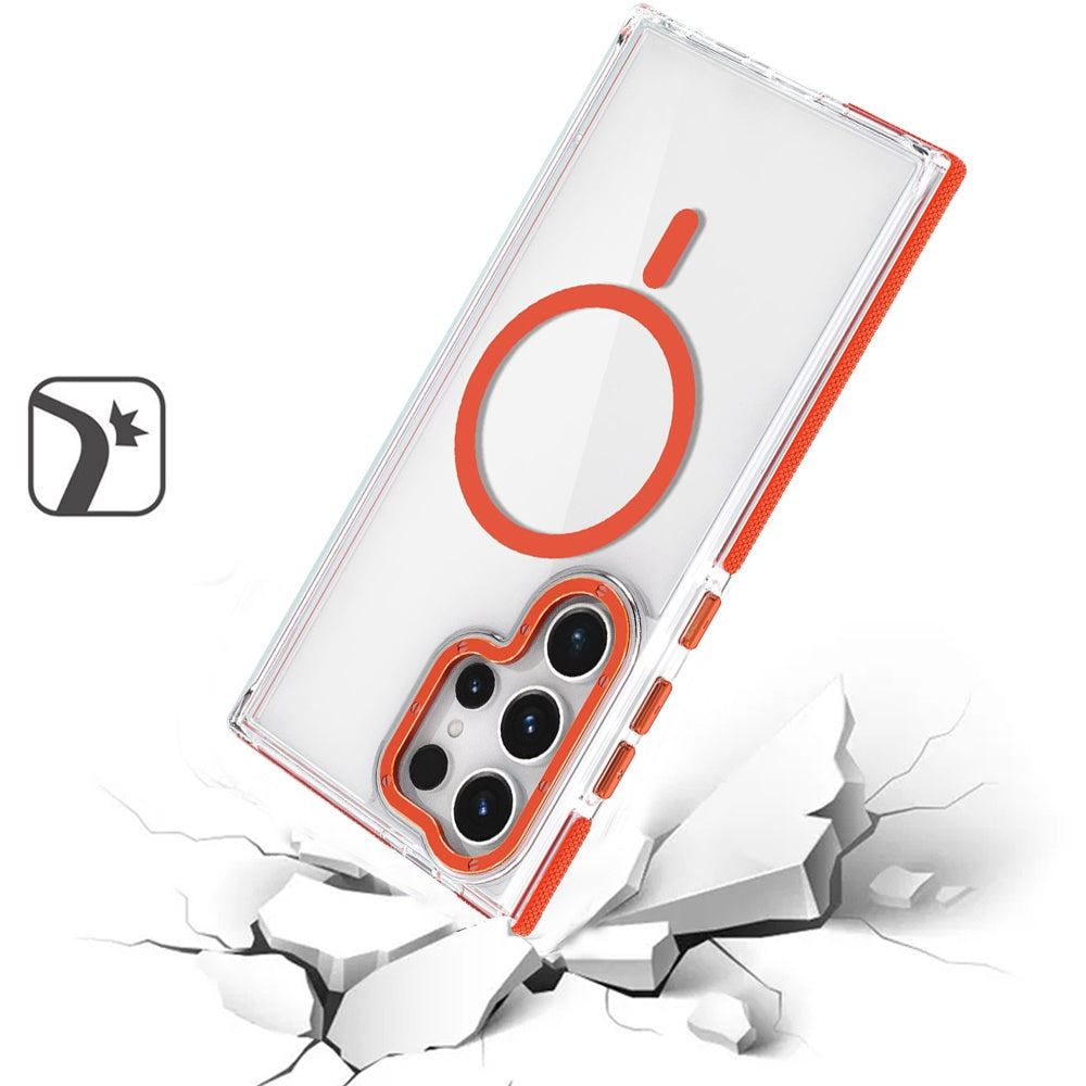 For Samsung Galaxy S25+ /S25 Plus /S24+ Plus Transparent Back with Colorful Frame, Strong Magnetic Circle, MagSafe Compatible, Slim Shockproof Protection Case Cover