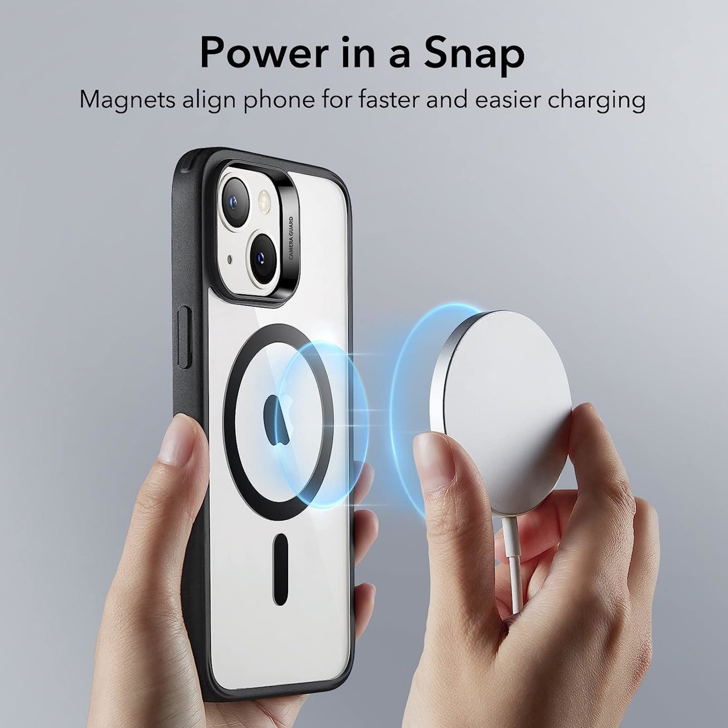 For Apple iPhone 15 Pro (6.1") Magnetic Compatible with Magsafe Wireless Charger PC + TPU Hybrid Slim Transparent Purple Phone Case Cover