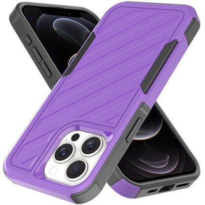 For Apple iPhone 16e Hybrid lined shockproof dual layer Rugged 2in1 Hard PC & Silicone TPU Non Slip Textured Tough Armor Case Cover Purple
