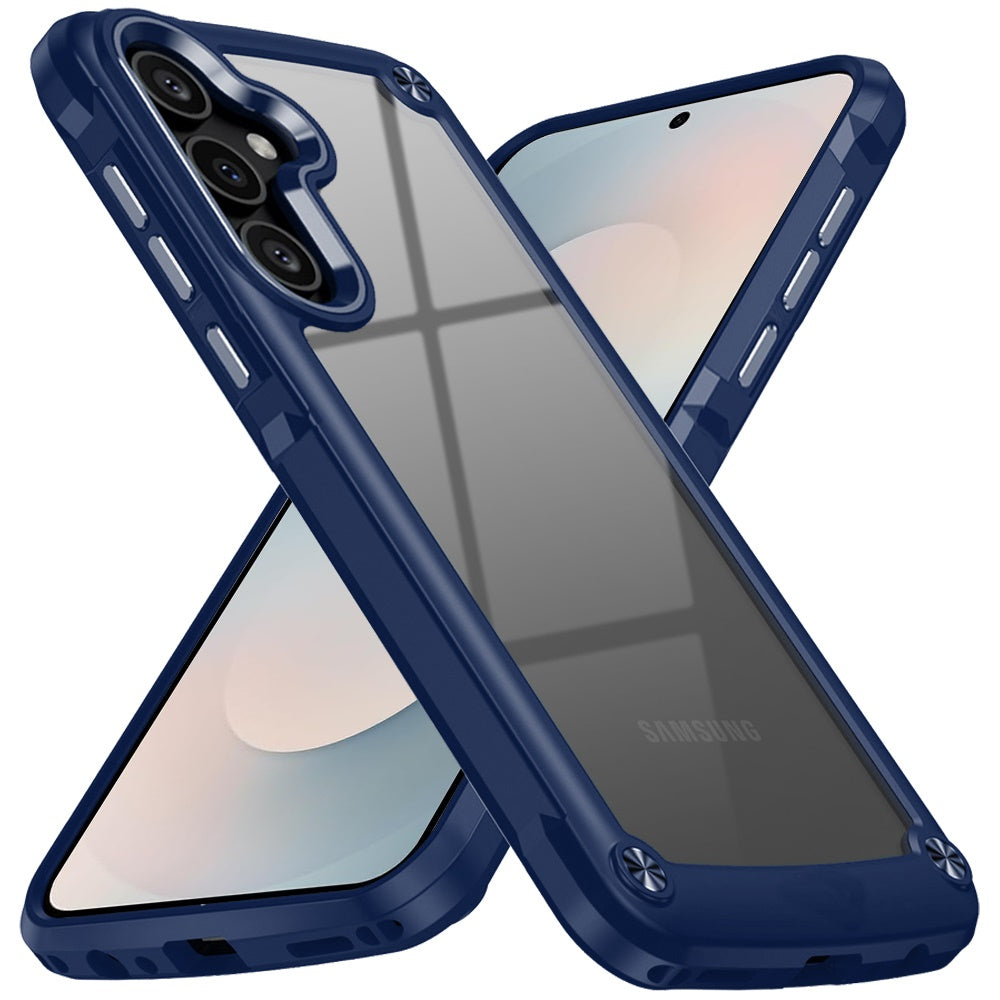 For Samsung Galaxy S25 Fan Edition /Galaxy S25 FE Hybrid Transparent Rubber with Metal Buttons & Camera Edges Hard TPU Corner Frame Bumper Case Cover