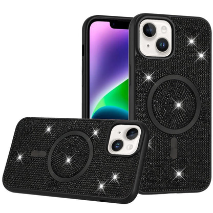 For Apple iPhone 14 Pro Max Diamond Pattern Bling Sparkly Shockproof Protective with Stylish Crystal Design Compatible with Magsafe Case Cover