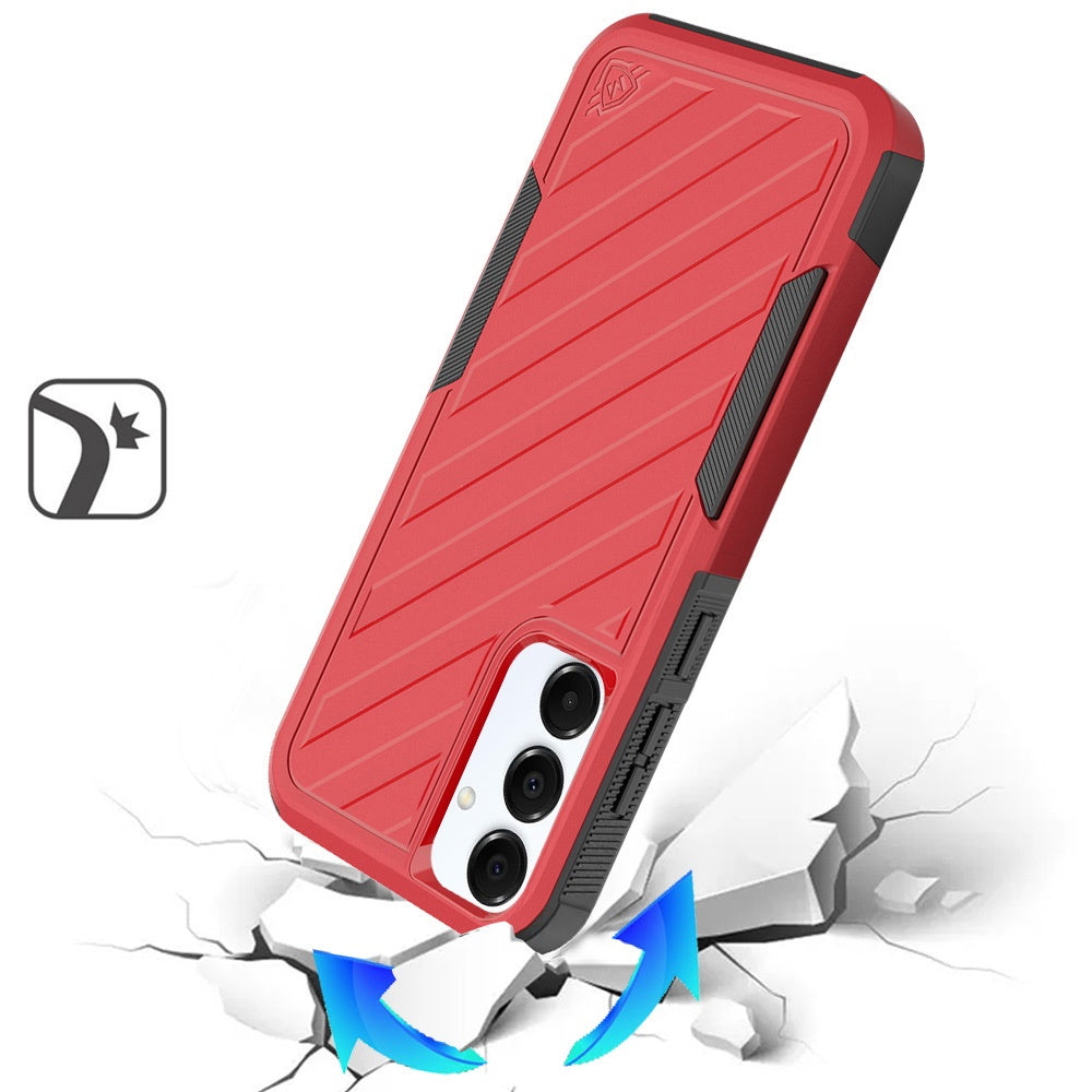 For Samsung Galaxy A36 Premium Hybrid Rugged lined Shockproof Textured 2-in-1 Non-Slip Hard PC & TPU Non Slip Tough Case Cover