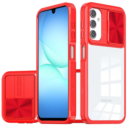 For Samsung Galaxy S25 Fan Edition /Galaxy S25 FE Hybrid Cases with Sliding Camera Cover Transparent Shockproof Bumper TPU Protective Case Cover Red