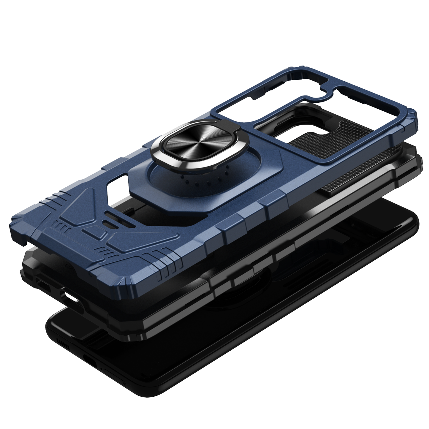For Hybrid Dual Layer with 360° Rotate Magnetic Ring Stand Holder Kickstand TPU Rugged PC Shockproof Blue Tablet Case Cover